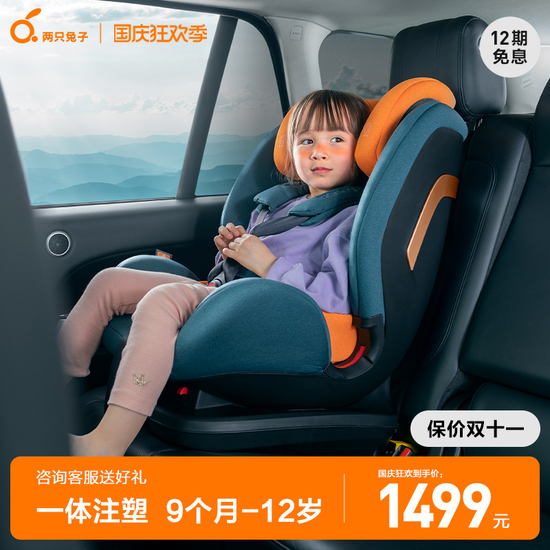 Two rabbits interesting child safety seat car seat lying down baby 9 months-12 years old baby car