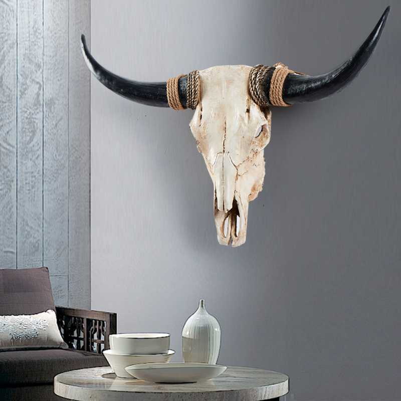 Bring in Wealth and Treasure Retro Bull Head Wall Hanging Creative Bar Restaurant Wall Decoration Pendant Simulated Animal Head Resin Crafts