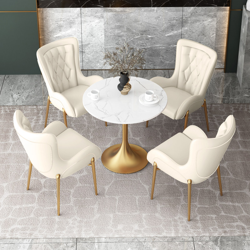 Light luxury sales office negotiating slate table and chair combination modern minimalist reception small round table Nordic business one table and four chairs - Taobao