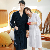 Nightgown womens spring and autumn long towel material Bathrobe Absorbent quick-drying thin section large size couple mens pajamas Japanese yukata