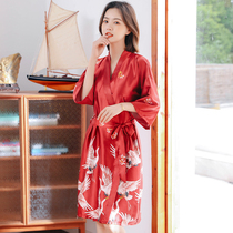 Pajamas womens spring and Autumn sexy morning robe Bridesmaid bride suspender ice silk night dress Simulation silk womens thin nightgown