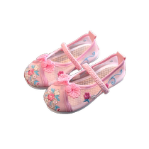 Summer girls hollow Hanfu shoes childrens ancient style performance shoes baby mesh embroidered shoes Chinese style childrens sandals