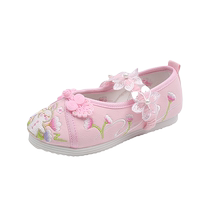 2022 Spring Autumn Money Girl Hanfu Shoes Middle Country Wind Children Embroidered Shoes Baby Gufeng Table Performance Shoes Cloth Shoes