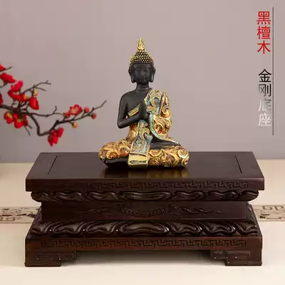 Solid wood Mahogany ebony Rectangular Lotus King Kong base Buddha Statue Bodhisattva Guanyin Guanyin Guan Gong God of Wealth ornaments raised platform