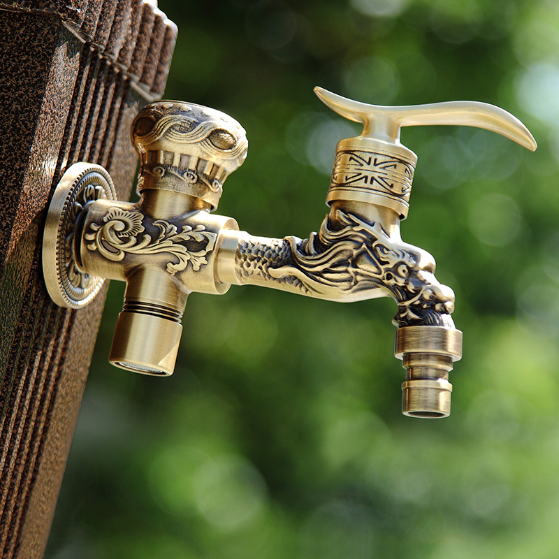 Antique-Style Outdoor Creative All-Copper Washing Machine Faucet, Frost-Resistant, Outdoor Retro Courtyard Multi-Functional Mop Sink