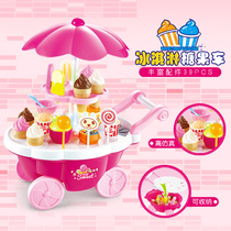 Childrens house simulation ice cream sale cash register cart with light light music ice cream candy cart toy