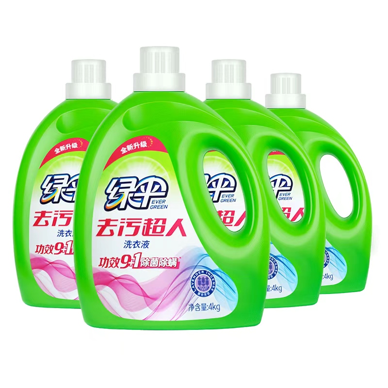 绿伞洗衣液4kg*4桶低泡易漂洗薰衣芳菲洁净柔顺护衣去渍家庭装