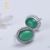 Baisuifang 925 silver green earrings