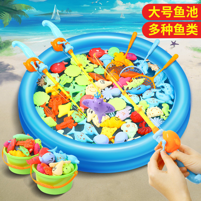 Children Fishing Toys 2 1 3 Year Old Baby Magnetic Fish Fishing Rod Fishing Rod Fish Pond Kid Girl Boy Puzzle Early Education-Taobao