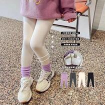 Girl gush with underpants new winter clothing Childrens white integrated suede pants baby thickened with small feet long pants spring and autumn