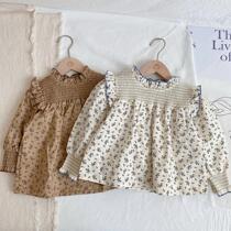 2022 new products ~ childrens baby girl doll shirt girl broken flowers shirt Korean version long sleeve blouse 3