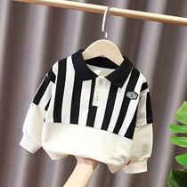 Middle Boys Thickening Necroe Girl Polo Shirt 2022 Chunqiu Han Edition Childrens baby hit bottom with velvet blouses