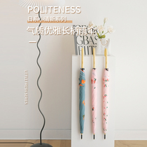 Japanese small fresh air protection reinforced the super large umbrella solid wood long-handled curved umbrella female semi-automatic umbrella parachute