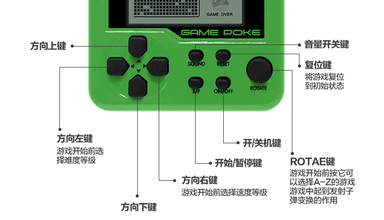 Nhật bản gamepoke quăng trứng mặt dây chuyền Mini Tetris game console cầm tay cổ điển đích thực máy chơi game cầm tay mini