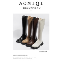 Omie Ki Boots Child Long Cylinder Boots Woman 2022 New Spring Autumn V Mouth Round Head White High Cylinder Boots Thick Base Long Boots