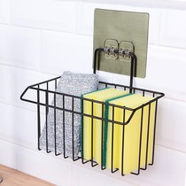 Kitchen drain basket wrought iron dish cloth storage rack wall hanging rack sponge storage rag rack multifunctional hanging basket