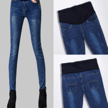 Longer pregnant womens leggings jeans spring and autumn super long version plus velvet wear autumn and winter elastic pencil pants tall man