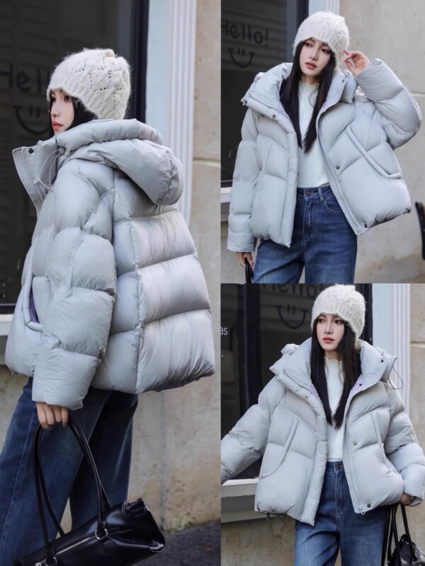 10/28 Get What You Want Blue Thickened 90 White Goose down Short down Jacket for Women 2025 Winter New Hooded Coat
