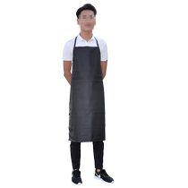 Anmeishang black PVC leather apron waterproof oil-proof acid and alkali resistant black kitchen food and catering wear-resistant 1 piece