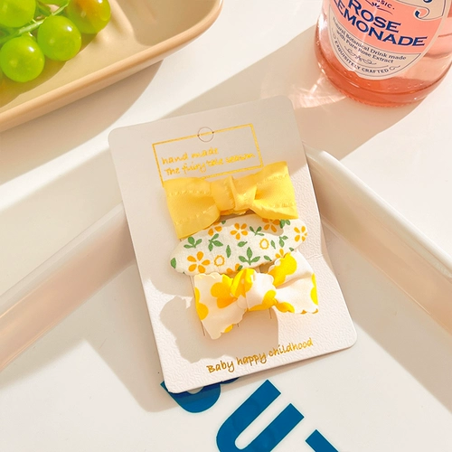 Желтая детская заколка для волос, детские безвредные шпильки для волос, челка с бантиком, аксессуар для волос, широкая цветовая палитра, не повреждает волосы