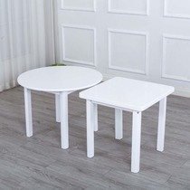 Kindergarten Montessori teaching aids table childrens solid wood white paint round table square table baby early education toys desks and chairs