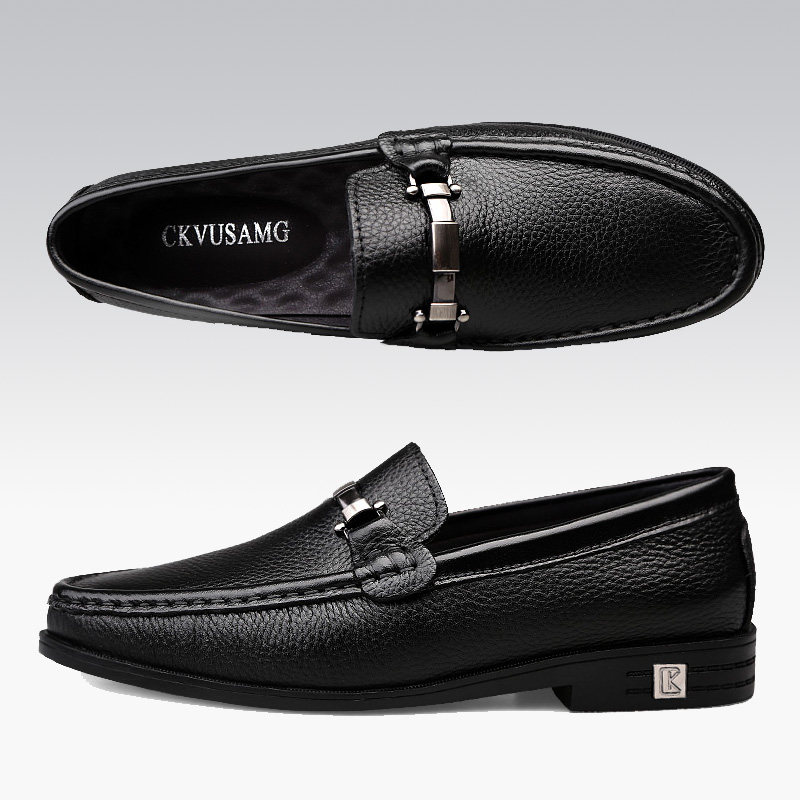 Autumn men's business casual leather shoes leather beanie shoes Korean version soft bottom soft leather formal leather men's shoes small size 37