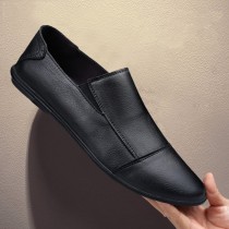 Mens Business Leather leather Summer pure leather mens shoes Beans Shoe Korean version Soft leather Soft bottom headlayer Bull Leather Casual Shoes