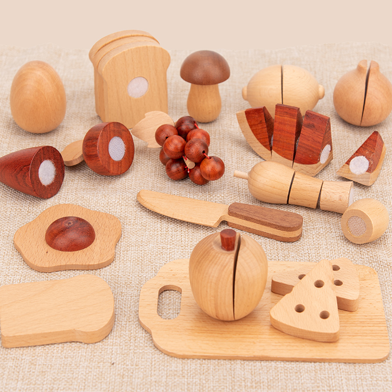 Children dressed as home winecut Cheroy baby wood emulation large fruit cake cut vegetables Men and women Kitchen Toys