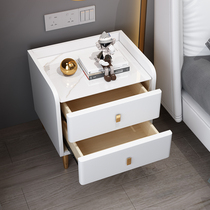 Bedside cabinet white solid wood light luxury minimal rock plate modern minimalist Nordic bedroom network red bed