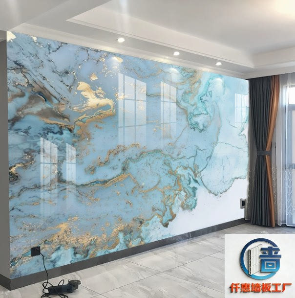 Abstract Light Luxury Imitation Gold-Stamped Marble Pattern Integrated Wall Panel Tv Background Carbon Crystal Panel Hotel Anti-Collision Panel
