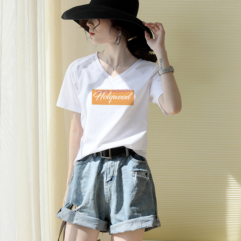2021 New Summer White T-shirt Women's Dress Short Sleeve Pure Cotton Inside the Han version Body Port Wind Half Sleeve Blouse