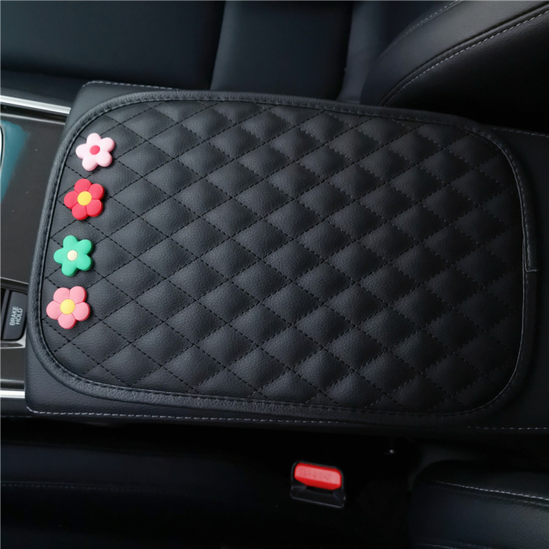 Creative Cute Car Central Armrest Box Cushion Universal Car Cartoon Trim Leather On-board Female Armrest Cover