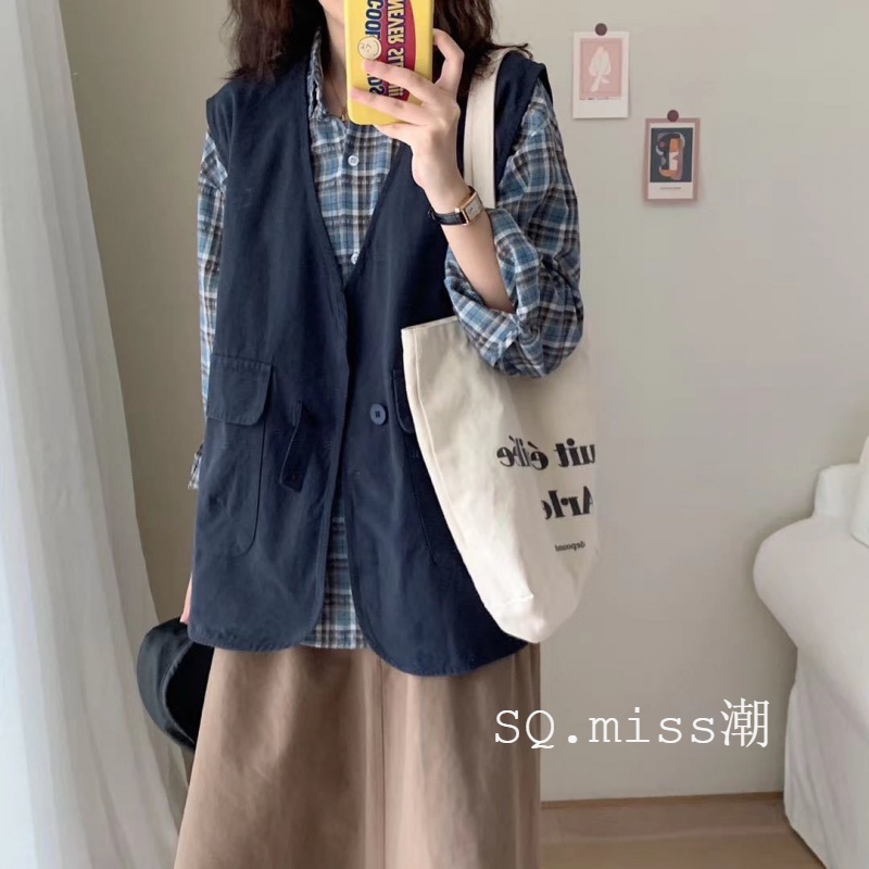 Single Suit 2022 Spring Autumn Season New Loose Schoolgirl Shirt Tooling Horse Chia Half Body Dress Three Sets