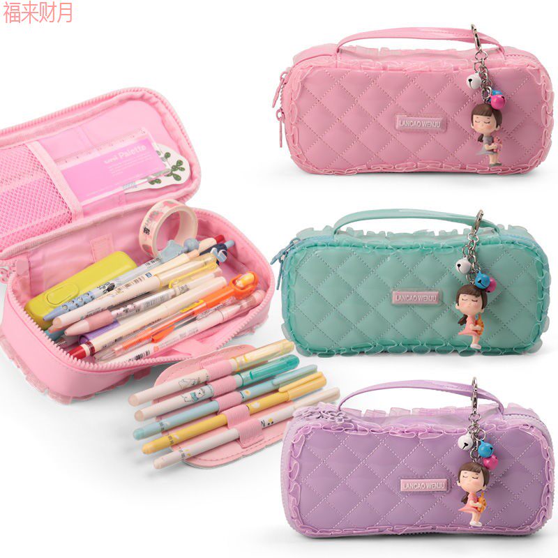 Pen Bag Girls Waterproof Elementary School Students Writing Case Large Capacity Korean Edition Children Cute Embroidered Girl Lead Pencil Case Creativity