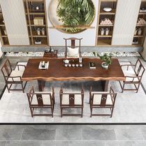 Tea Table Solid Wood Tea Desk New Chinese Kung Fu Tea Modern Tea Table And Chairs Combined Log Big Board Meeting guests in talks