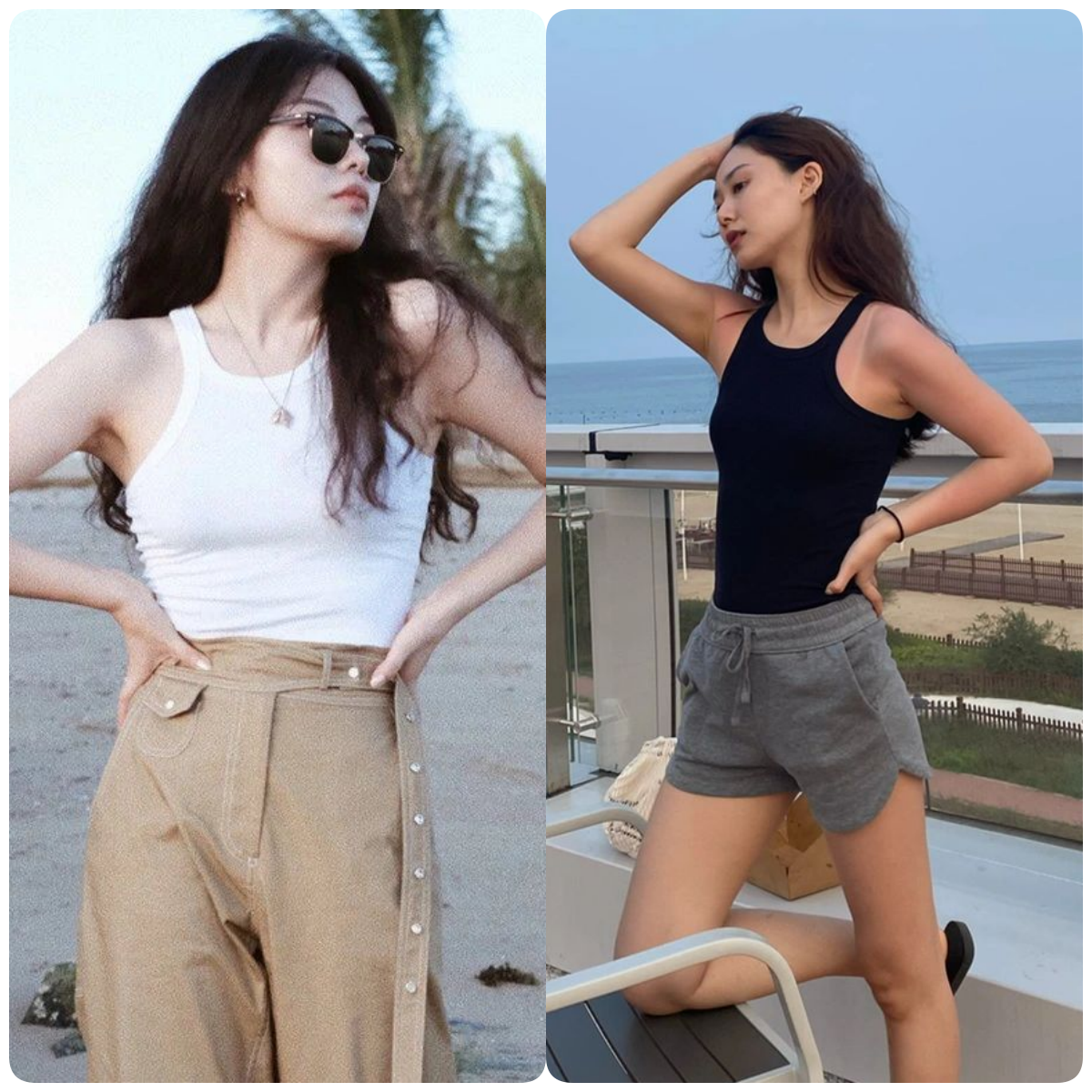 Hong Kong direct mail Toteme Espera pure cotton I-shaped threaded vest women's sports outer wear inner wear knitted bottoming