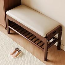 Shoe-changing stool at the door household shoe cabinet sitting stool one-piece entrance stool light luxury high-end solid wood entrance entrance long stool