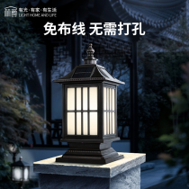 Home solar pillar lamp Outdoor garden wall Door post lamp Gate Outdoor garden villa landscape wall lamp