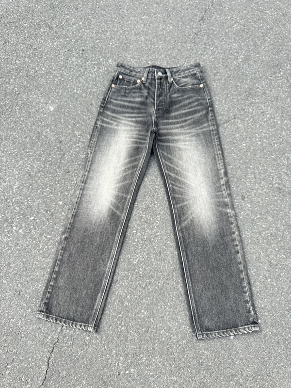 501 Jeans Vintage 90S Retro Washed Black-Gray Clean Fit Long Pants Japanese Fabric Straight-Leg Pants