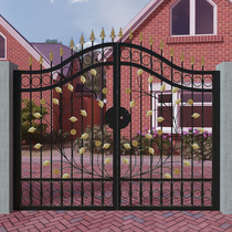 Iron Art Villa Courtyard Door Hollowed-out Brief Modern Countryside Garden Yard Entrance Double Open Outdoor Iron Art Gate