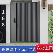 Iron Art Courtyard Door Villa Door Laser Cut Cell Outdoor Iron Art Door Rural Yard Gate Double Open Door Custom