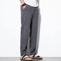 Chinese style thin linen mens pants summer loose straight pants mens cotton linen pants big size mens trousers