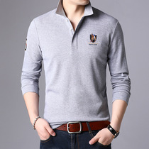Official website flagship store Mens cotton T-shirt 2021 autumn lapel long sleeve embroidered T-shirt mens polo shirt youth tide
