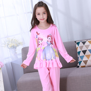 Triều Cô gái có kích thước trong 2020 máy lạnh pajama công chúa mùa hè cô gái mùa xuân và mùa thu trẻ em lớn mặc dài tay tuyết trắng.