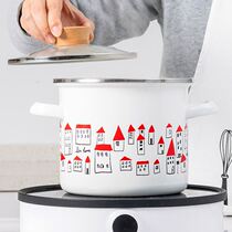 Tang porcelain l pot Enamel red room thickened double material plus soup pot Cooking pot Gas induction cooker free fresh cover