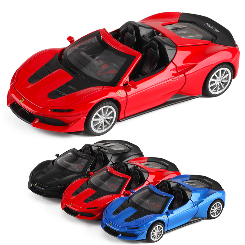 Jiaye Car Model 1:32 Alloy Car Model Ferrari J50 Sound and Light Racing Car Model with Opening Doors Convertible Sports Car