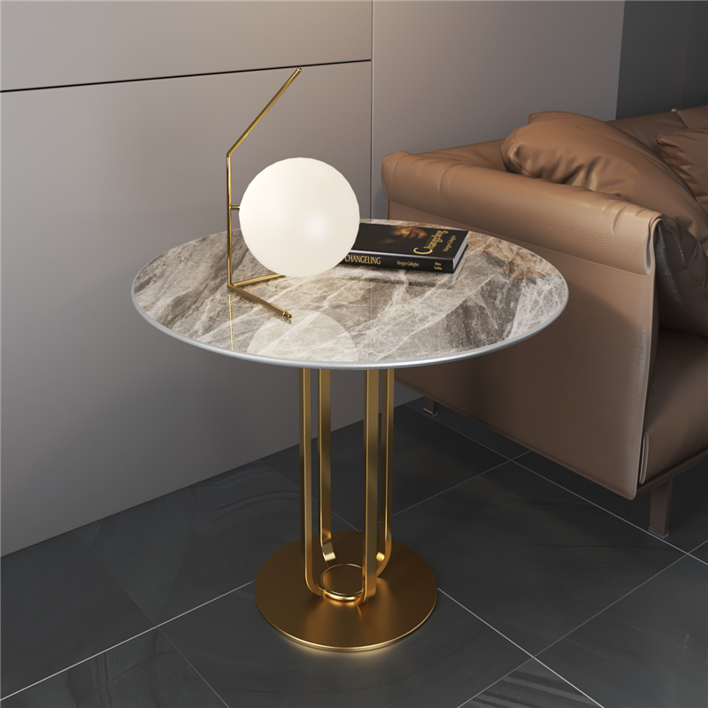 Side table corner table tea cabinet next to the light luxury sofa new slate marble side table small round table European tea