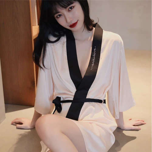 Мужской комплект, шелковая милая пижама, шелковый тонкий банный халат, коллекция 2023, эффект подтяжки