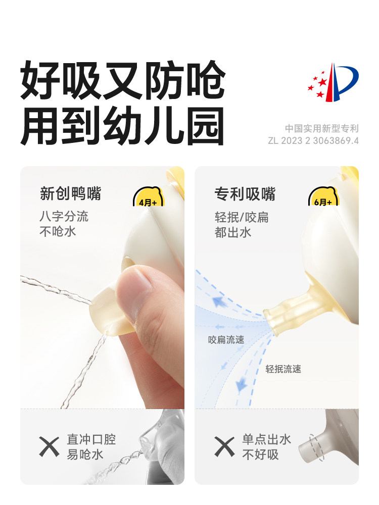 Royal Pet Good Suction Insulated Cup for Babies 4 Months and Over, Ultra-Light Full Titanium Baby Duckbill Learning Drinking Straw Insulated Milk Bottle