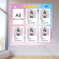Acrylic teacher profile style display board Employee photo introduction display wall Image wall Teacher display bar a5
